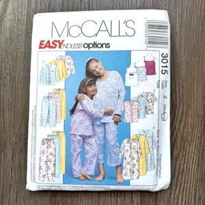 Vintage Y2K McCalls 3015 Sewing Pattern Kids Size M/Lg PJ Pajama Set COMPLETE